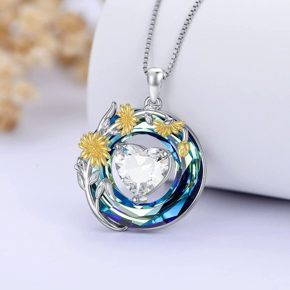 Birthstone Necklace for Women 925 Sterling Silver Birth Month Flower Nec… - Picture 7 of 15